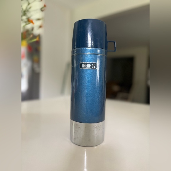 Vintage Thermos Navy and Silver Insulated Bottle - Picture 4 of 14